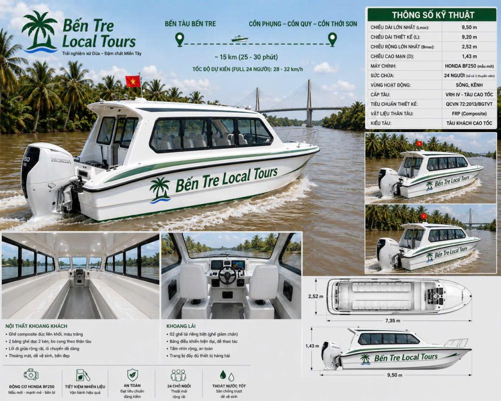 Quy trình đóng mới du thuyền – Cano cabin cao cấp Bến Tre Local Tours (chuẩn đăng kiểm – Vietnamsea)