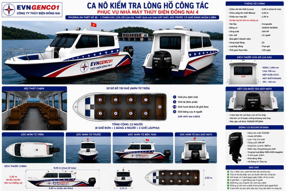 Quy trình đóng mới cano kiểm tra lòng hồ phục vụ Nhà máy Thủy điện Đồng Nai 4