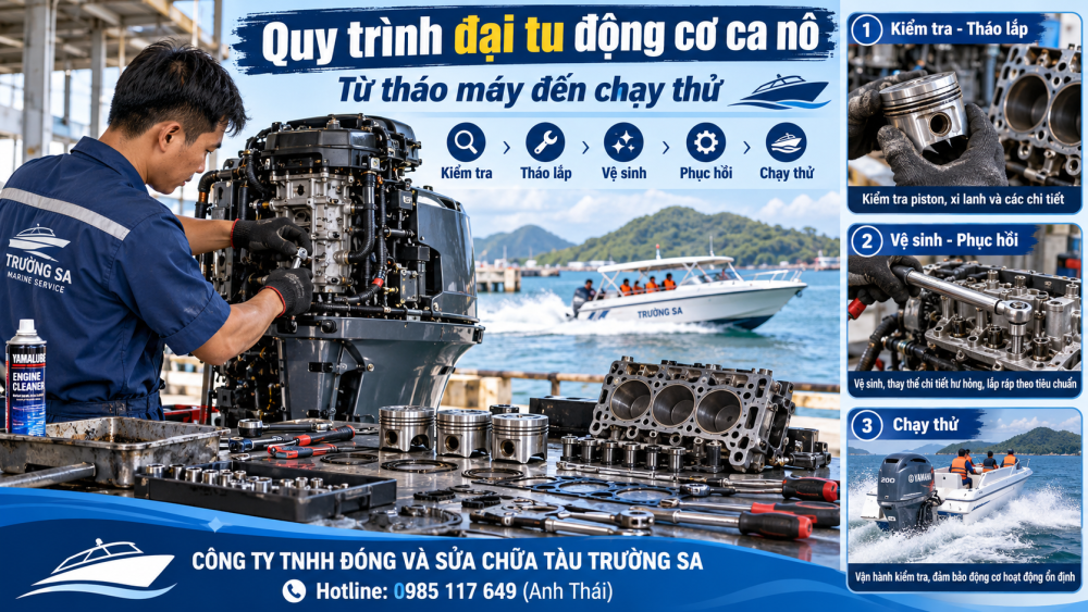 Quy trình đại tu động cơ ca nô từ tháo máy đến chạy thử