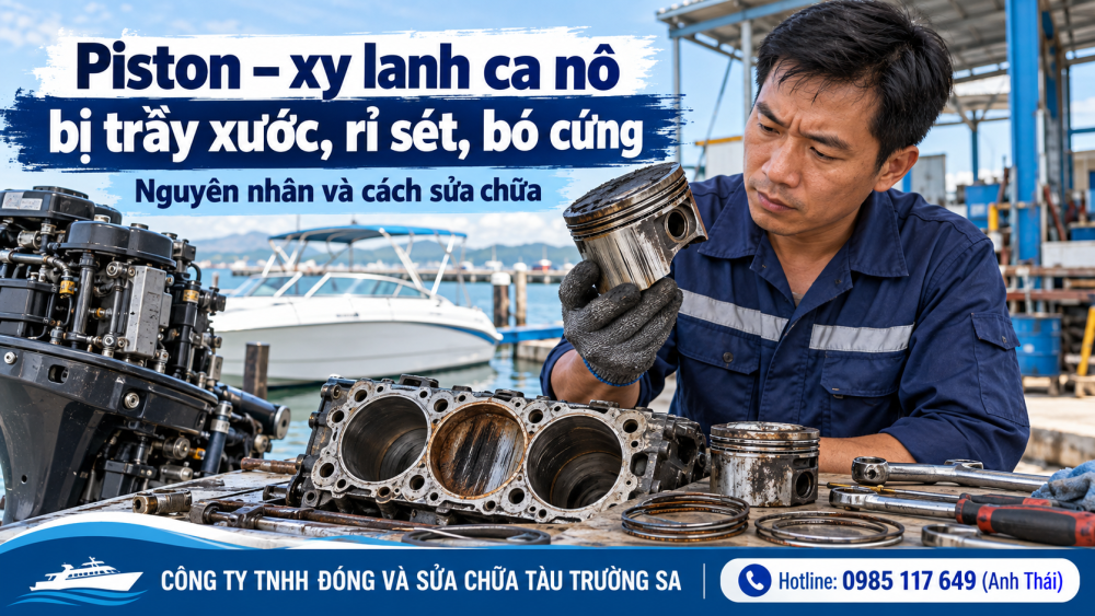 Piston – xy lanh động cơ ca nô bị trầy xước, rỉ sét, bó cứng: Nguyên nhân và cách sửa chữa