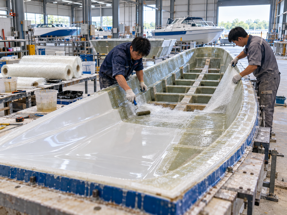 Thi công các lớp vỏ ca nô composite FRP – Quy trình và yêu cầu kỹ thuật