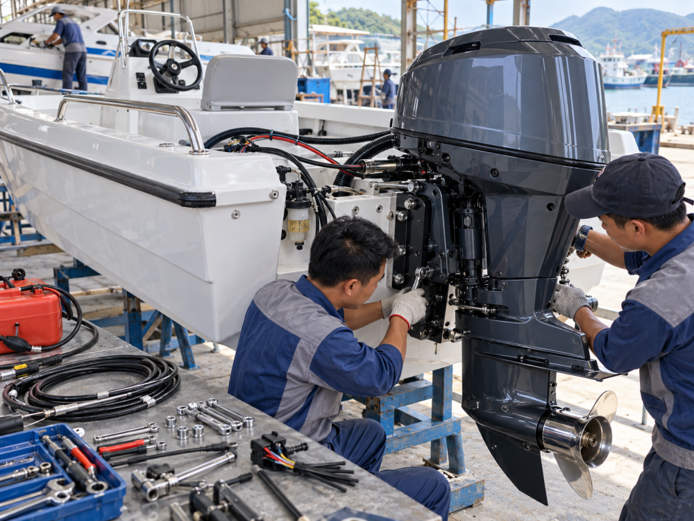 Quy trình lắp đặt động cơ ngoài cho ca nô composite – Từ chọn công suất đến chạy thử